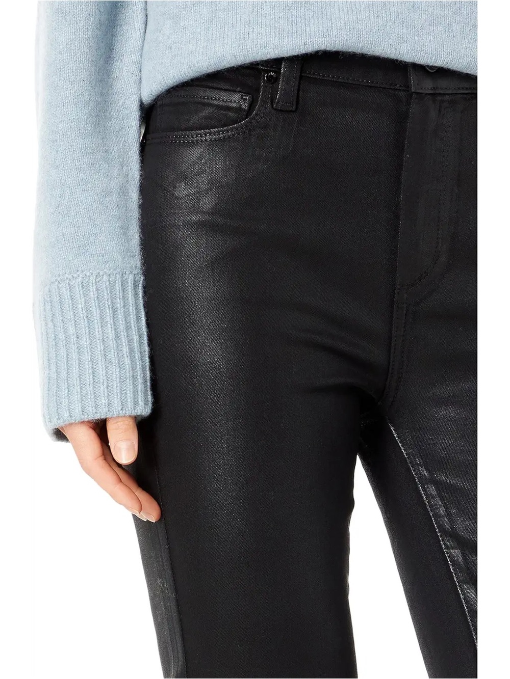 PAIGE Cindy Coated Black Straight-Leg Jeans, size 25 - Picture 5 of 14